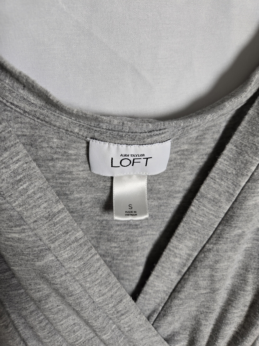 LOFT Light Gray Sleeveless V-Neck Wrap-Style Mini Dress - Picture 2 of 4
